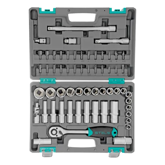 Набор инструментов, 1/2", CrV, пластиковый кейс 60 предметов Stels