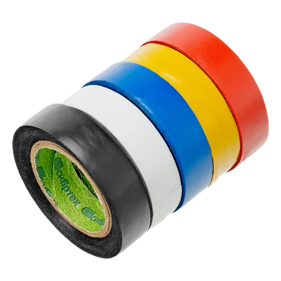 Набор изолент ПВХ цветных 15 мм х 10 м, 5шт/уп, 130 мкм Сибртех