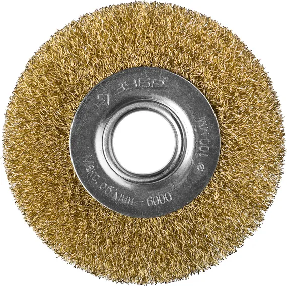 ЗУБР 100 мм, витая стальная латунированная проволока 0.3 мм, щетка дисковая для УШМ, Профессионал (35187-100)