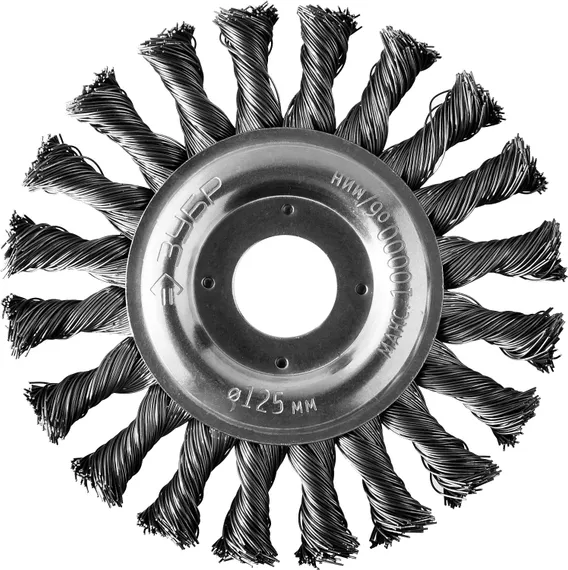 ЗУБР 125 мм, стальная проволоки 0.5 мм, щетка дисковая для УШМ, Профессионал (35190-125)