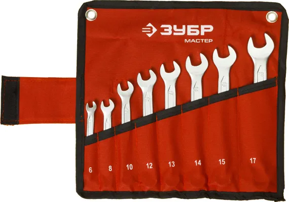 ЗУБР 8 шт, 6-17 мм, Набор комбинированных гаечных ключей (27087-H8)