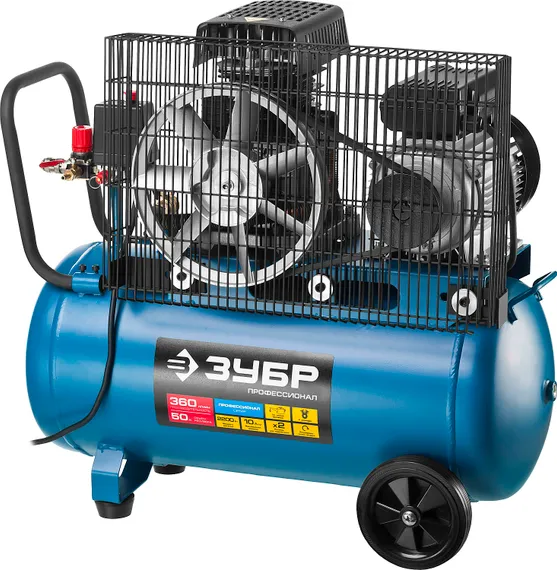 ЗУБР 360 л/мин, 50 л, 2200 Вт, ременной масляный компрессор, Профессионал (ЗКПМ-360-50-Р-2.2)