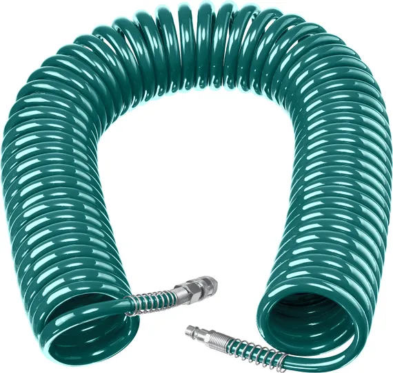 KRAFTOOL 20 м, 8 х 12 мм, 15 бар, воздушный спиральный шланг с фитингами рапид (06590-20)