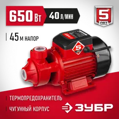 Поверхностный вихревой насос ЗУБР 650 Вт корпус из чугуна (НС-М1-650-Ч)