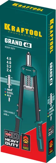 KRAFTOOL GRAND-48, 2.4 - 4.8 мм, 410 мм, усиленный двуручный заклёпочник (31175)