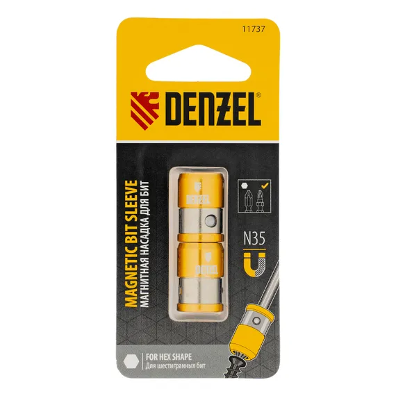 Магнитная насадка для бит, для шестигранных бит, 2 шт Denzel
