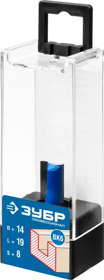 ЗУБР 14 x 19 мм, хвостовик 8 мм, фреза пазовая прямая, Профессионал (28753-14-19)