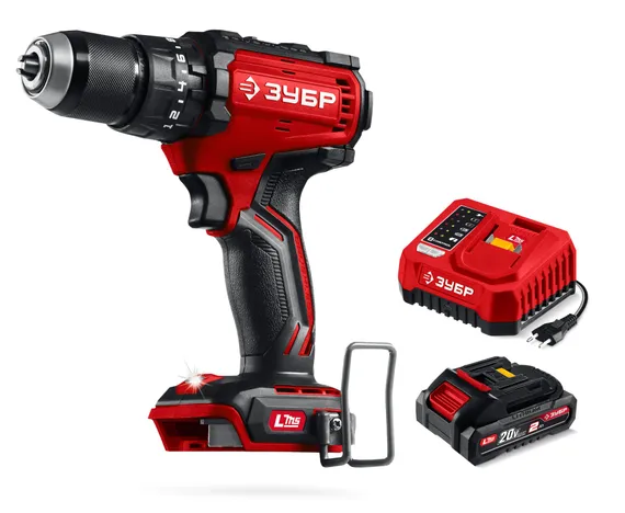 Бесщеточная ударная дрель-шуруповерт, ЗУБР 20 В, 65 Н·м, 1 АКБ LMS (2 А·ч), (ДБУ-65-21)