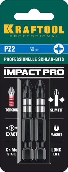 KRAFTOOL Impact PZ 2, 50 мм, 2 шт, ударные биты (26193-2-50-S2)