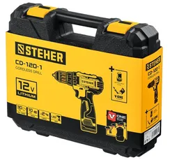 Дрель-шуруповерт STEHER, 12 В, 30 Н·м, 1 АКБ (2 А·ч), , кейс (CD-120-1)