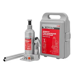Домкрат гидравлический бутылочный, 3 т, высота подъема 194-372 мм, в пластиковый кейсе Matrix