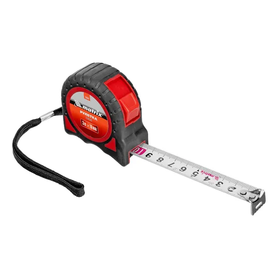 Рулетка Strong,3 м х 16 мм,обрезиненный корпус Matrix