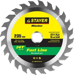 STAYER Fast Line, 235 x 30/20 мм, 24Т, быстрый рез, пильный диск по дереву (3680-235-30-24)