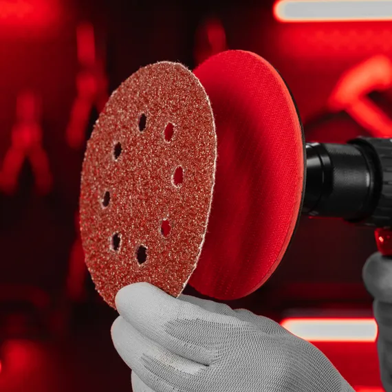 Круг абразивный на ворсовой подложке под "липучку", перфорированный, P 24, 125 мм, 5 шт Matrix