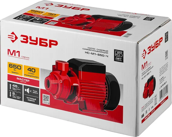 Поверхностный вихревой насос ЗУБР 650 Вт корпус из чугуна (НС-М1-650-Ч)