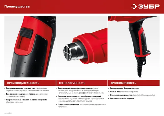 Фен технический ЗУБР 1600 Вт (ФТ-1600)