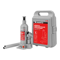 Домкрат гидравлический бутылочный, 4 т, высота подъема 194-372 мм, в пластиковый кейсе Matrix