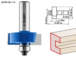 ЗУБР 38.1 x 13 мм, хвостовик 12 мм, фреза фальцевая, Профессионал (28758-38.1-12)