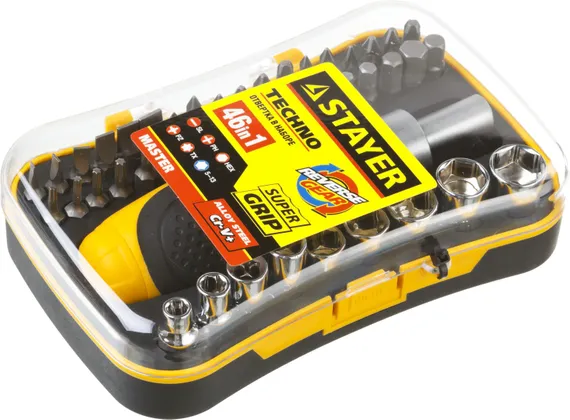 STAYER Compact-46, 46 предм., реверсивная отвертка с насадками (25084-H46)