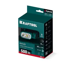 KRAFTOOL KH-10, Hybrid power, 500 лм, 5 режимов, аккумуляторный налобный фонарь, 1000мАч, 3ААА (56452)