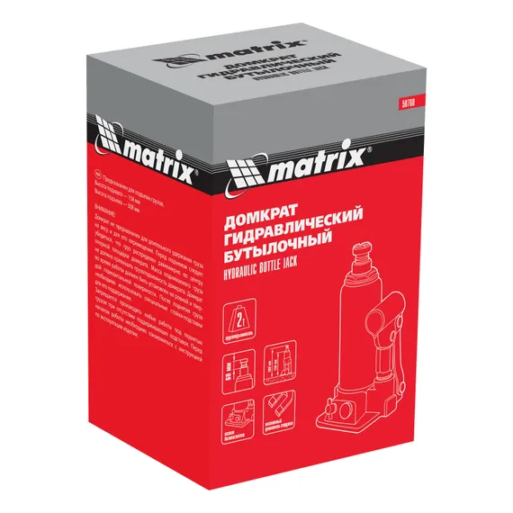 Домкрат гидравлический бутылочный, 2 т, h подъема 158-308 мм Matrix