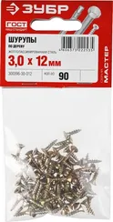 ЗУБР СУ-Ж, 12 х 3.0 мм, желтый цинк, 90 шт, универсальный саморез (300396-30-012)