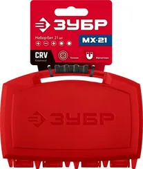 ЗУБР биты ″МХ-21″, CR-V, с магнитным адаптером, набор в компактном ударопрочном боксе (26600-H21)