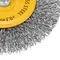 Щетка для дрели 100 мм, Плоская, со шпилькой, нержавеющая витая проволока Denzel