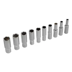 Набор удлиненных торцевых головок 1/4, шестигранные, CrV, 10 шт, 4-13 мм Stels