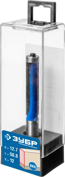 ЗУБР 12.7 x 50.8м. хвостовик 12 мм, фреза кромочная с нижним подшипником, Профессионал (28727-12.7-50.8)