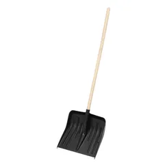 Лопата для уборки снега пластиковая, 420 х 425 х 1550 мм, деревянный черенок, Сибртех