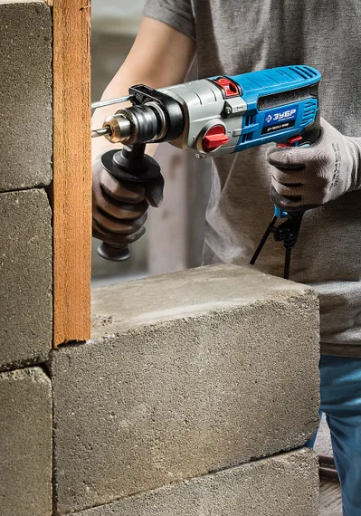 Ударная дрель с металлическим корпусом, ЗУБР 850 Вт, 13 мм, 2 скорости, кейс, Профессионал (ДУ-П850 ЭРМ)