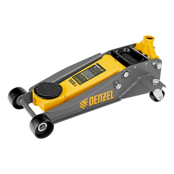 Домкрат гидравлический подкатной, 3 т, 125-470 мм, быстрый подъем, проф. Denzel
