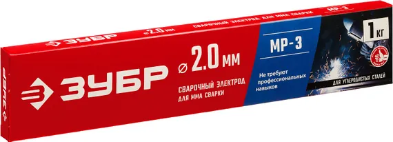 ЗУБР Д 2.0 х 300 мм, 1 кг в коробке, МР-3 рутиловый, электрод сварочный (40011-2.0)