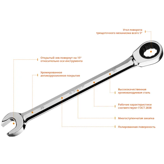 ЗУБР 12 шт, 8 - 19 мм, набор комбинированных трещоточных гаечных ключей, Профессионал (27073-H12)