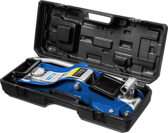 ЗУБР Т-65, 2.5 т, 90 - 360 мм, подкатной домкрат с низким подхватом и поворотной ручкой в кейсе, Профессионал (43057-2.5-K)