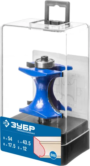 ЗУБР 54 x 51 мм, радиус 12.7 мм, фреза полустержневая с подшипником, Профессионал (28722-54)