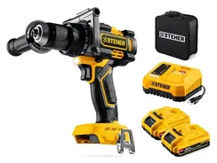 Бесщеточная дрель-шуруповерт, STEHER 20 В, 165 Н·м, 2 АКБ LMS (2 А·ч), сумка (CB-165-22)
