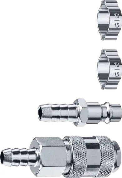 ЗУБР (штуцер ″елочка″, 10 мм - рапид муфта) + (рапид штуцер-штуцер ″елочка″, 10 мм) + (обжимные хомуты 2 шт), набор, Профессионал (64920-10-H)