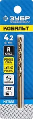 ЗУБР Кобальт, 4.2 х 75 мм, сталь Р6М5К5, класс А, сверло по металлу, Профессионал (29626-4.2)
