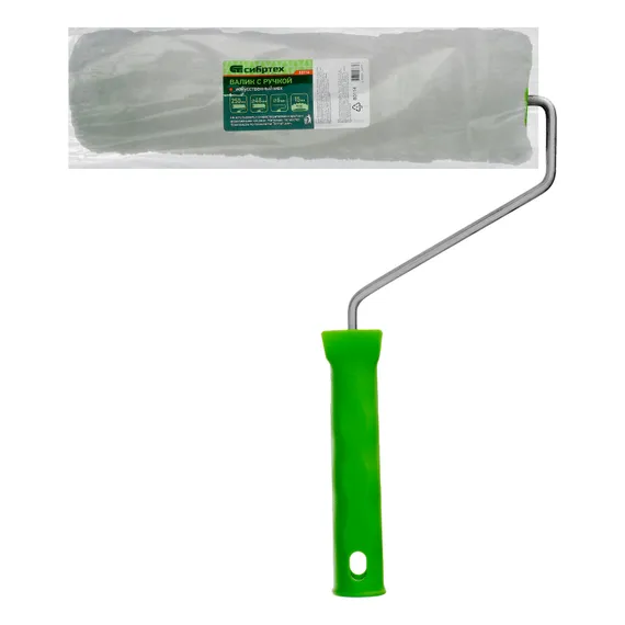 Валик "Искусственный мех" с ручкой, 250 мм,ворс 15 мм, D 48 мм, D ручки 6 мм, полиэстер Сибртех