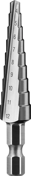 ЗУБР 4-12 мм, 9 ступеней, сталь Р6М5, ступенчатое сверло, Профессионал (29670-4-12-9)