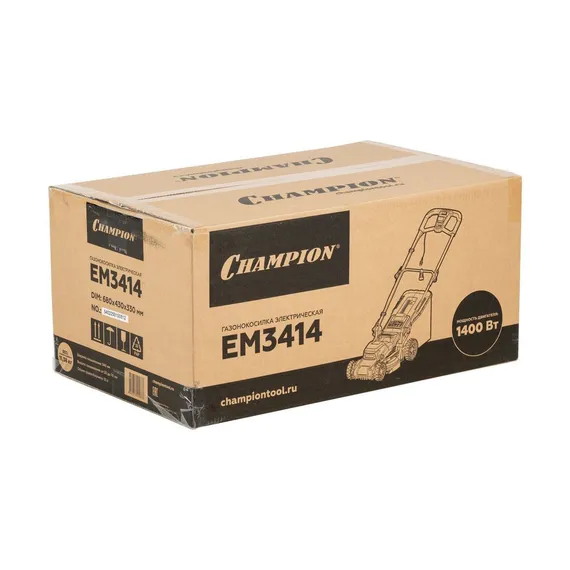 Газонокосилка эл. CHAMPION EM3414 (1,4 кВт травосб. 35л ширина 340мм 20-70мм, 10,7кг)