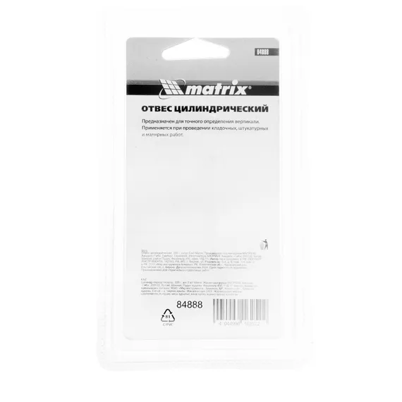 Отвес цилиндрический, 300 г, шнур 5 м Matrix