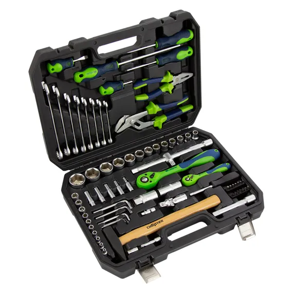 Набор инструментов 76 предметов CrV, 1/2", 1/4" Сибртех