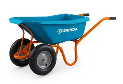 GRINDA GP-22, ударопрочный пластиковый кузов, 110 л, 220 кг, двухколесная, пневматические колеса, тачка садовая PROLine (422406)