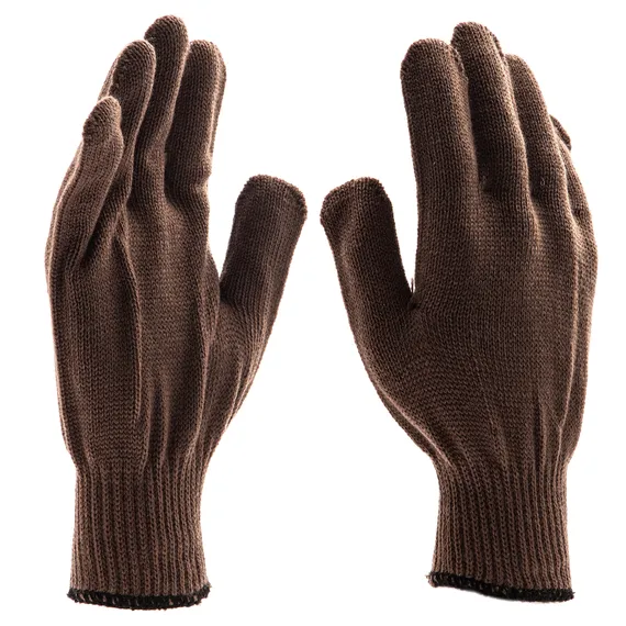 Перчатки трикотажные, акрил, коричневый, оверлок Сибртех