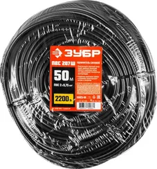 ЗУБР ПВС-207-Ш, ПВС, 2 x 0.75 мм2, 50 м, 2200 Вт, силовой удлинитель-шнур (55023-50)