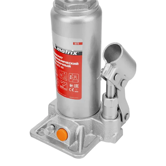 Домкрат гидравлический бутылочный, 4 т, h подъема 194-372 мм, в пластиковом кейсе Matrix