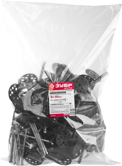 ЗУБР 10 х 120 мм, металлический стержень, 100 шт, дюбель для изоляционных материалов (4-301525-10-120)